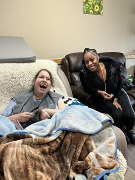 Shaquasha “Quay” Irby, a Medical DSP with Citizens with one of her residents