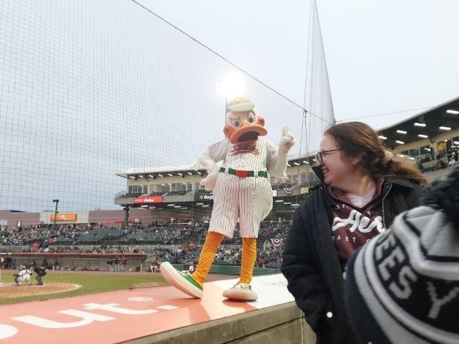 quacker-jack | Citizens Options Unlimited Syosset resident Lizzie and mascot Quacker Jack